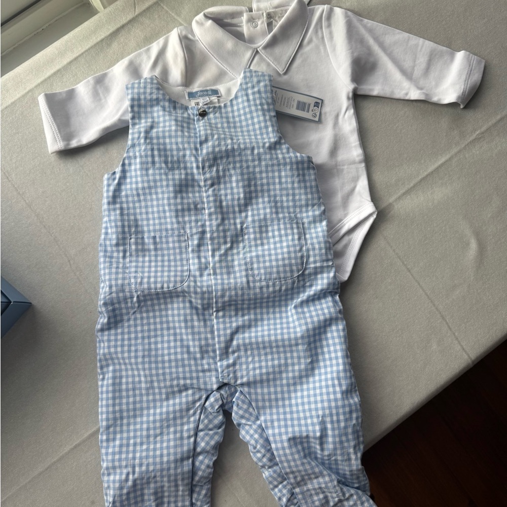 Jacadi Blue and White Gingham Kids One Piece